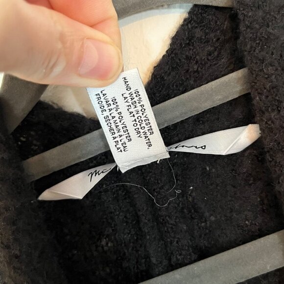 Michael Stars Tie Waist Poncho Fuzzy‎ Black Shawl Cozy Warm One Size - Picture 4 of 8